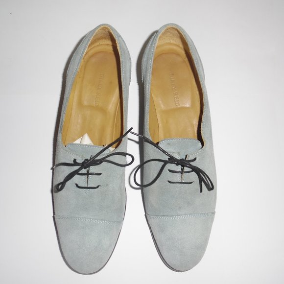 Billy Reid Blue Suede Handmade Lace up Oxford Boots Shoes Booties Block heel 9.5 - Picture 1 of 8
